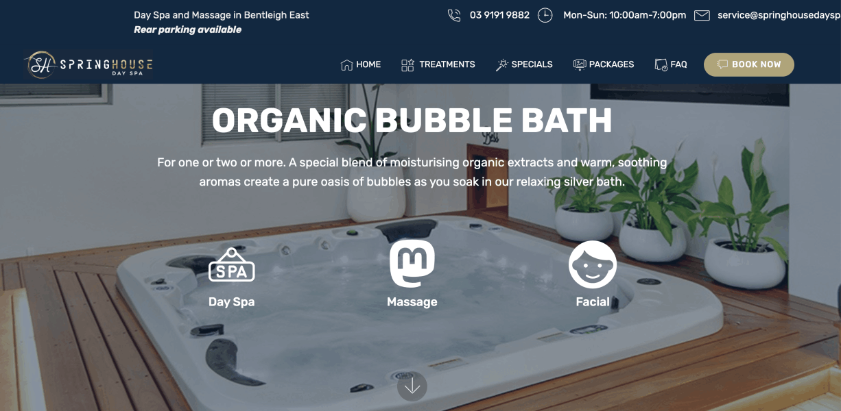 工作室Massage+Spa网站制作案例-墨尔本SpringHouseDaySpa网站